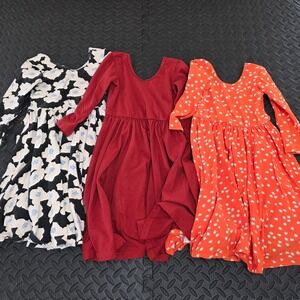 Alice + Ames Girls Long Sleeve Ballet Dress Lot of 3 Floral Starburst Red Size 6